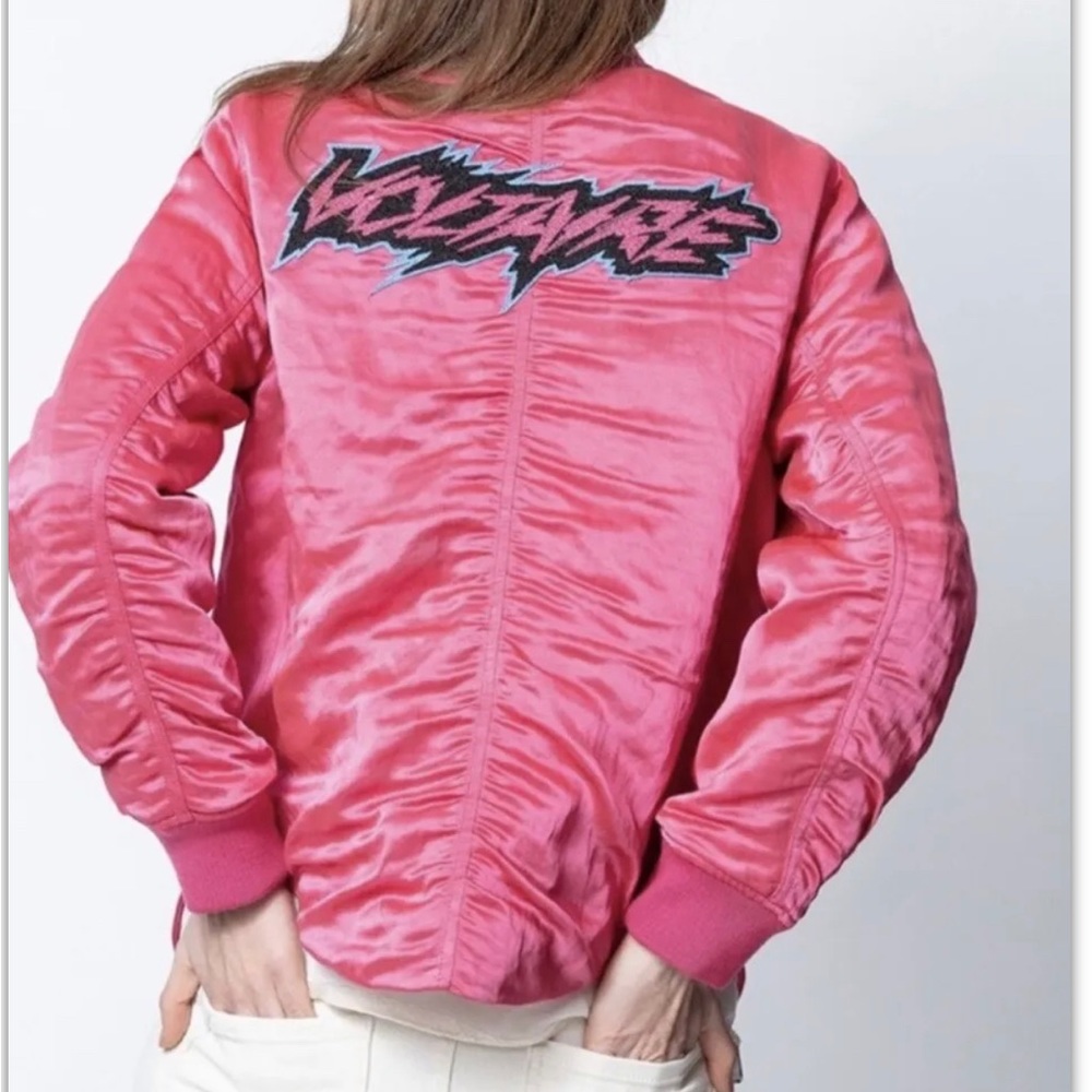 NWT $578 ZADIG & VOLTAIRE BEN RASPBERRY SATIN BOMBER JACKET M Medium